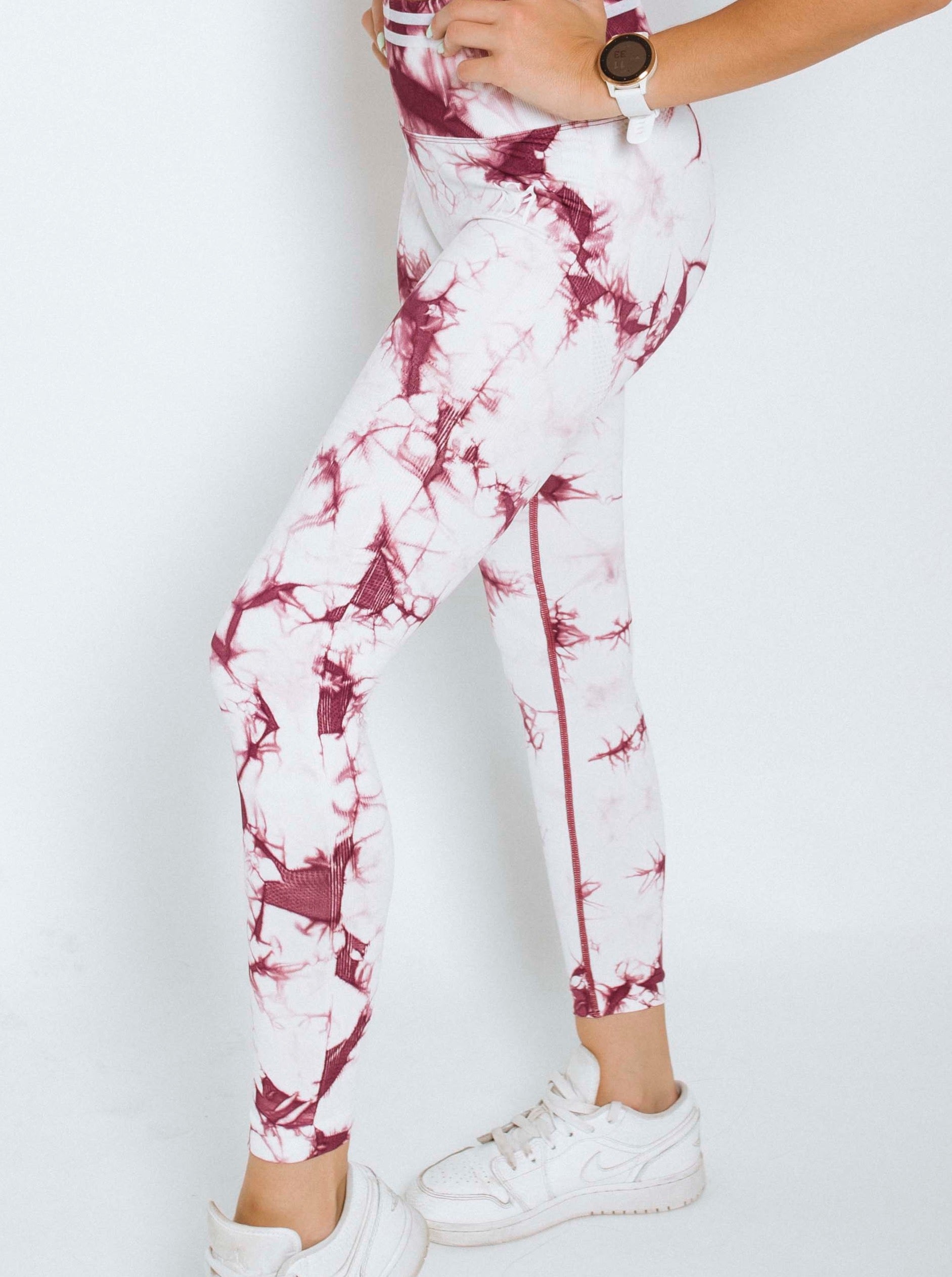 Striped Performance Pink Leggings Sportmonkey