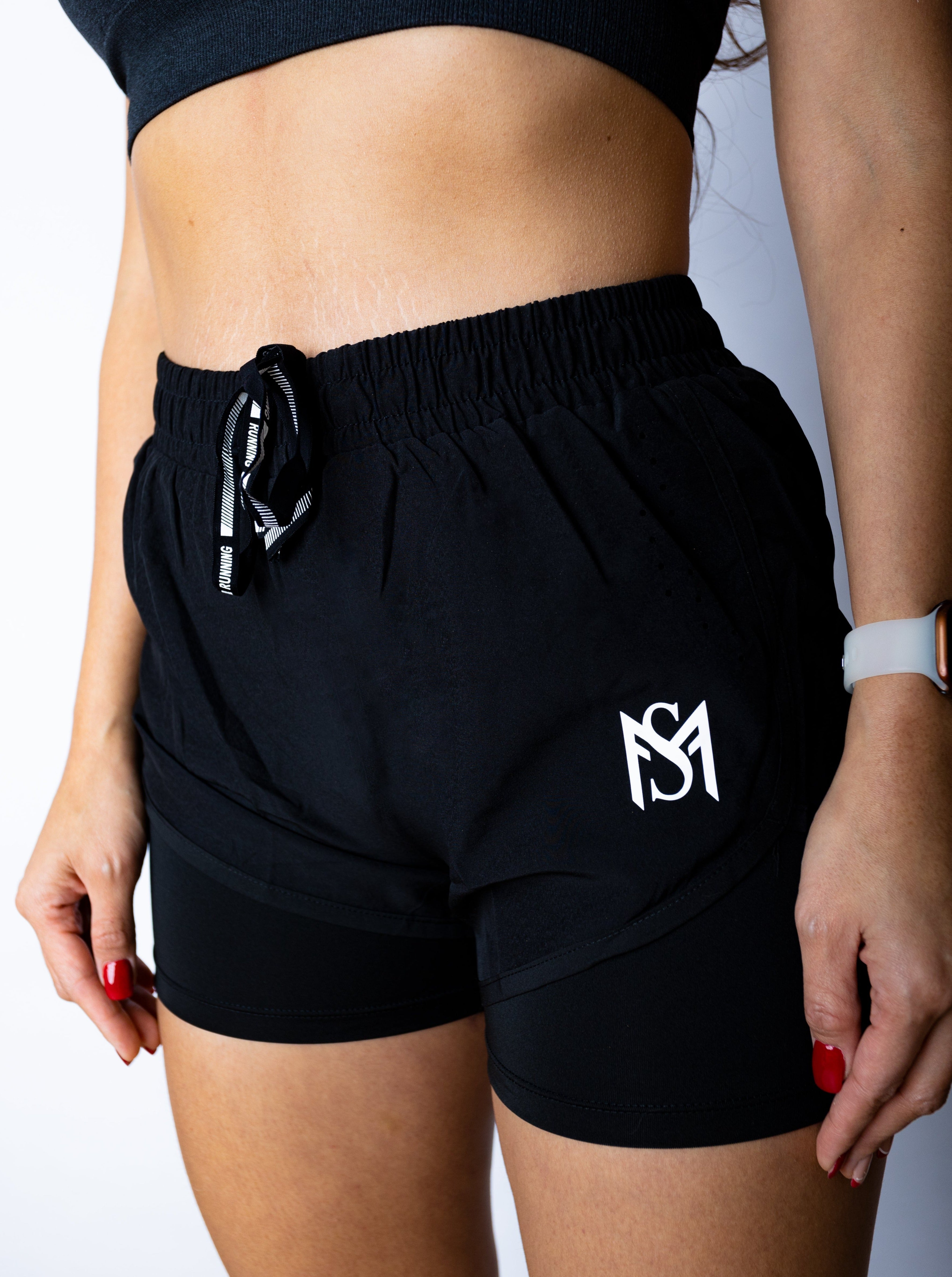 Double Layer Shorts Black/Black Sportmonkey PRO