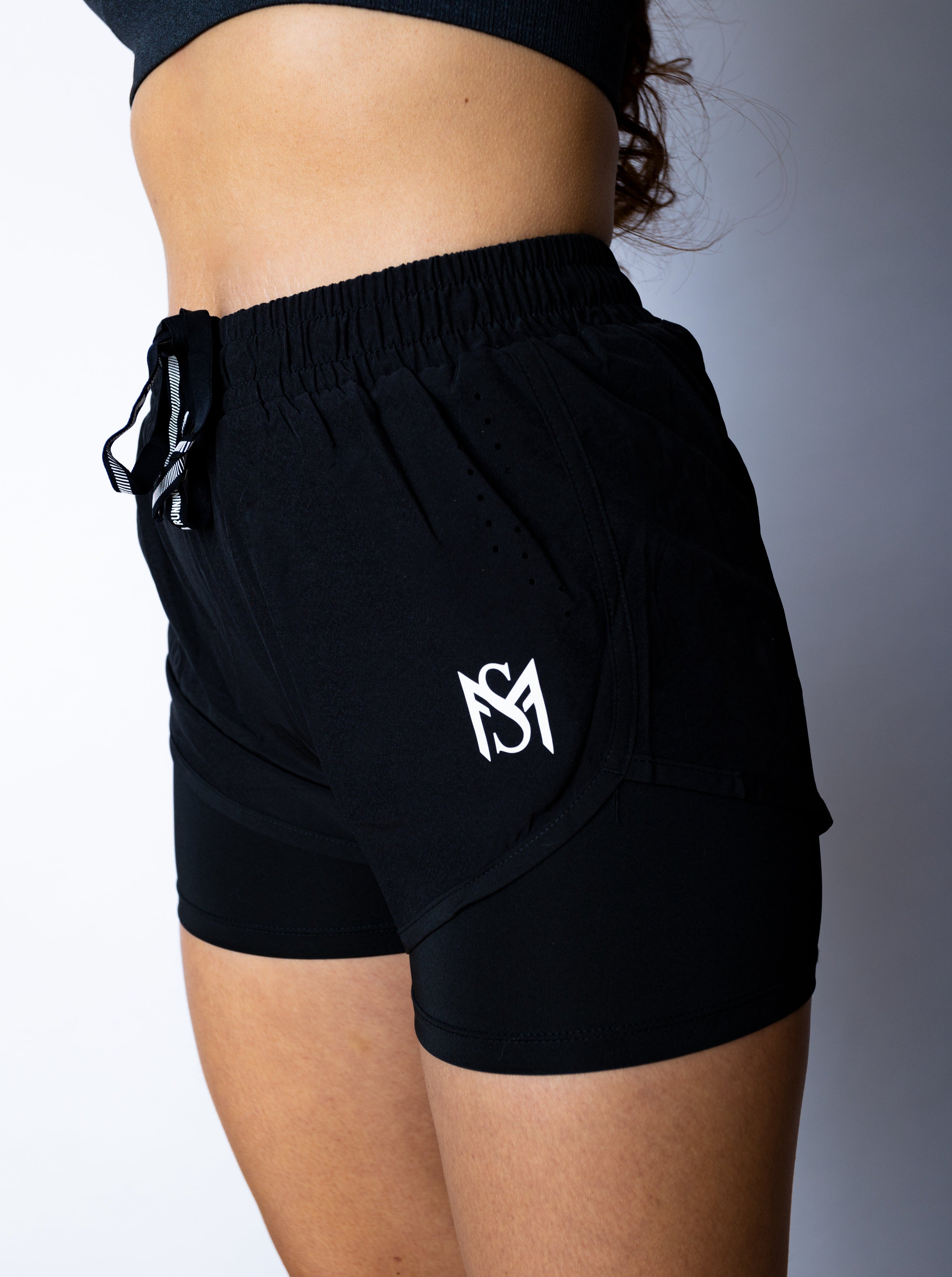 Double Layer Shorts Black/Black Sportmonkey PRO