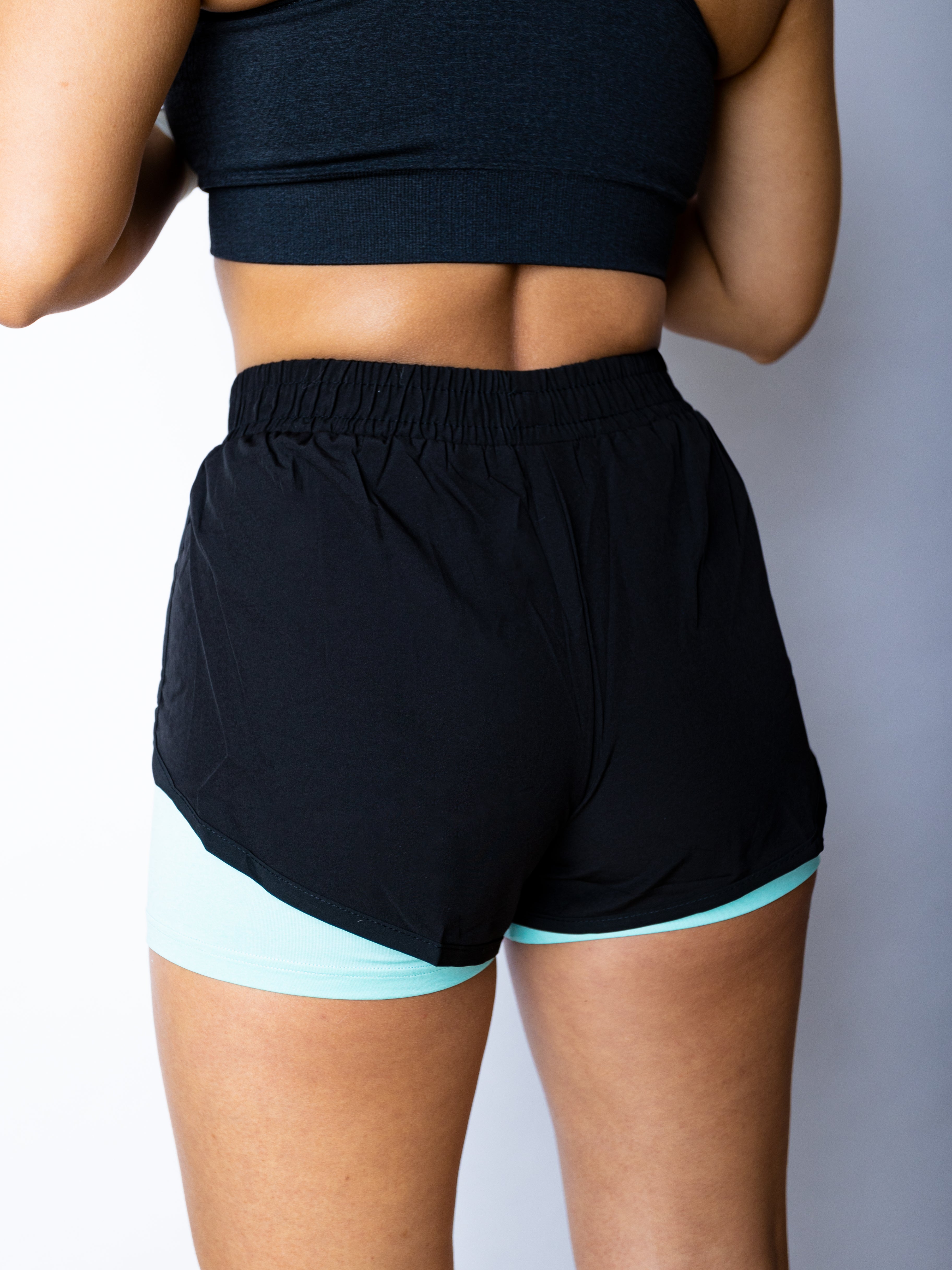Double Layered Shorts Black/Green Sportmonkey PRO