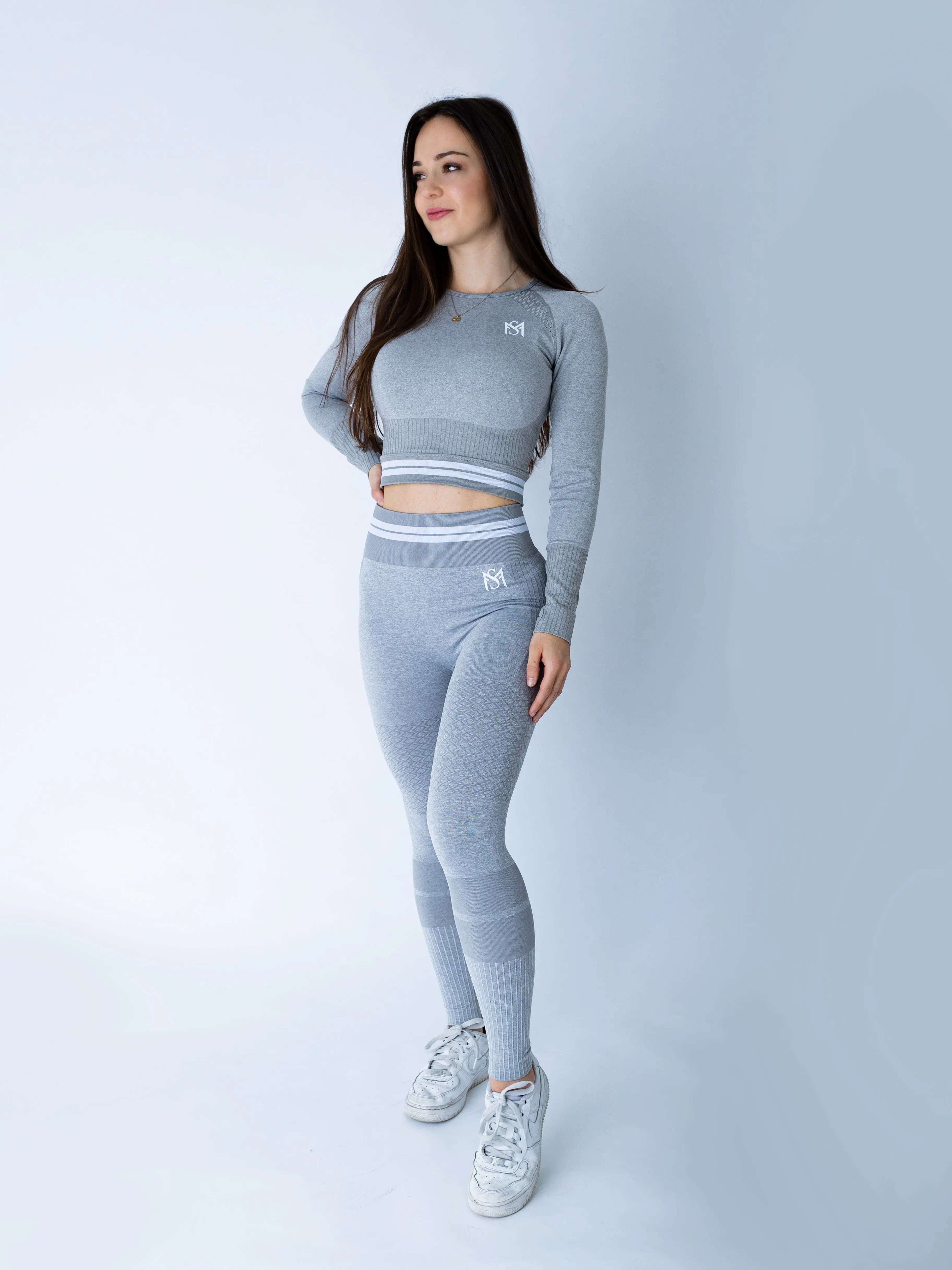 Bright Lines Light Grey Long Sleeve Set sportmonkey