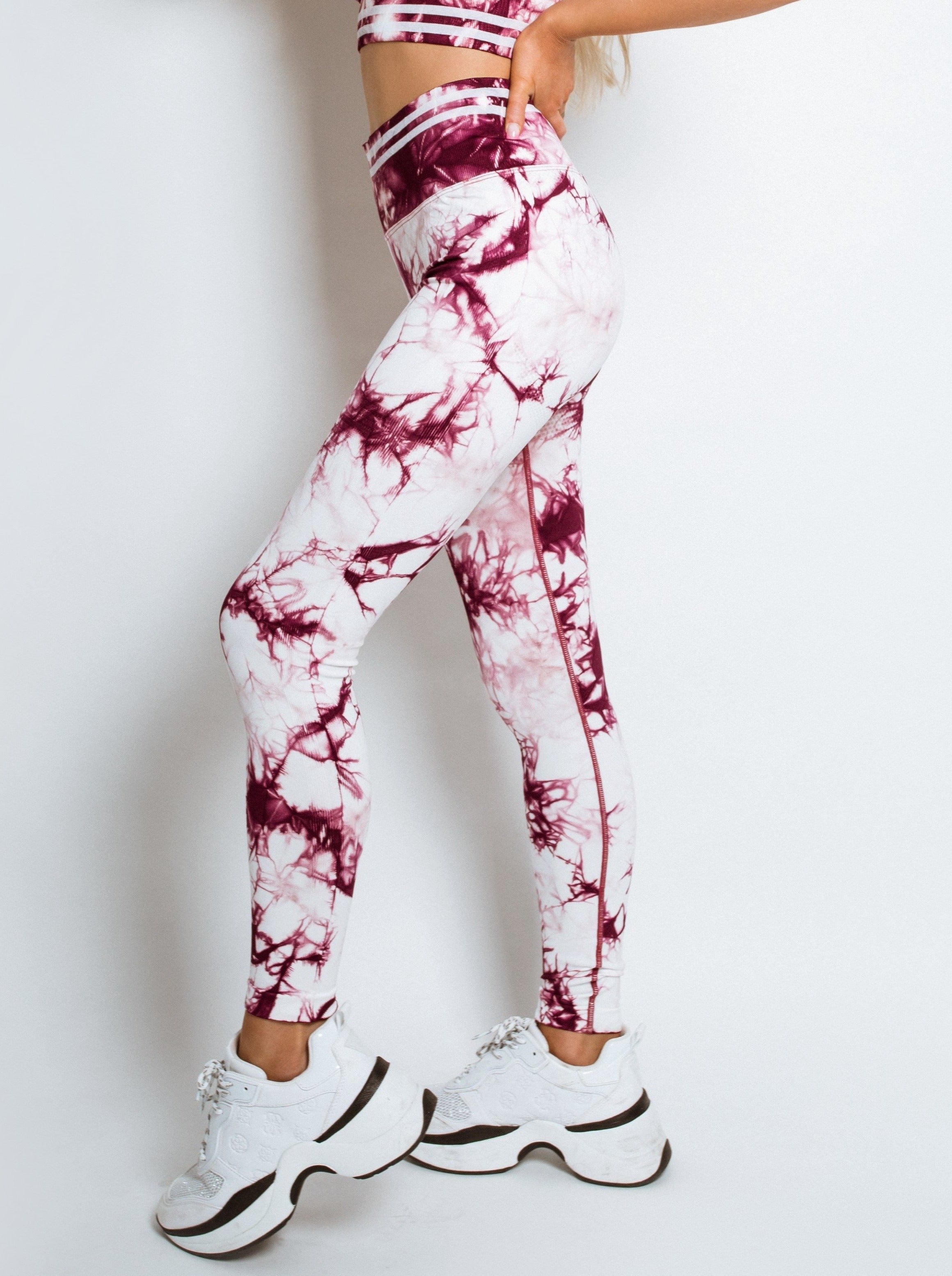 Striped Performance Pink Leggings Sportmonkey
