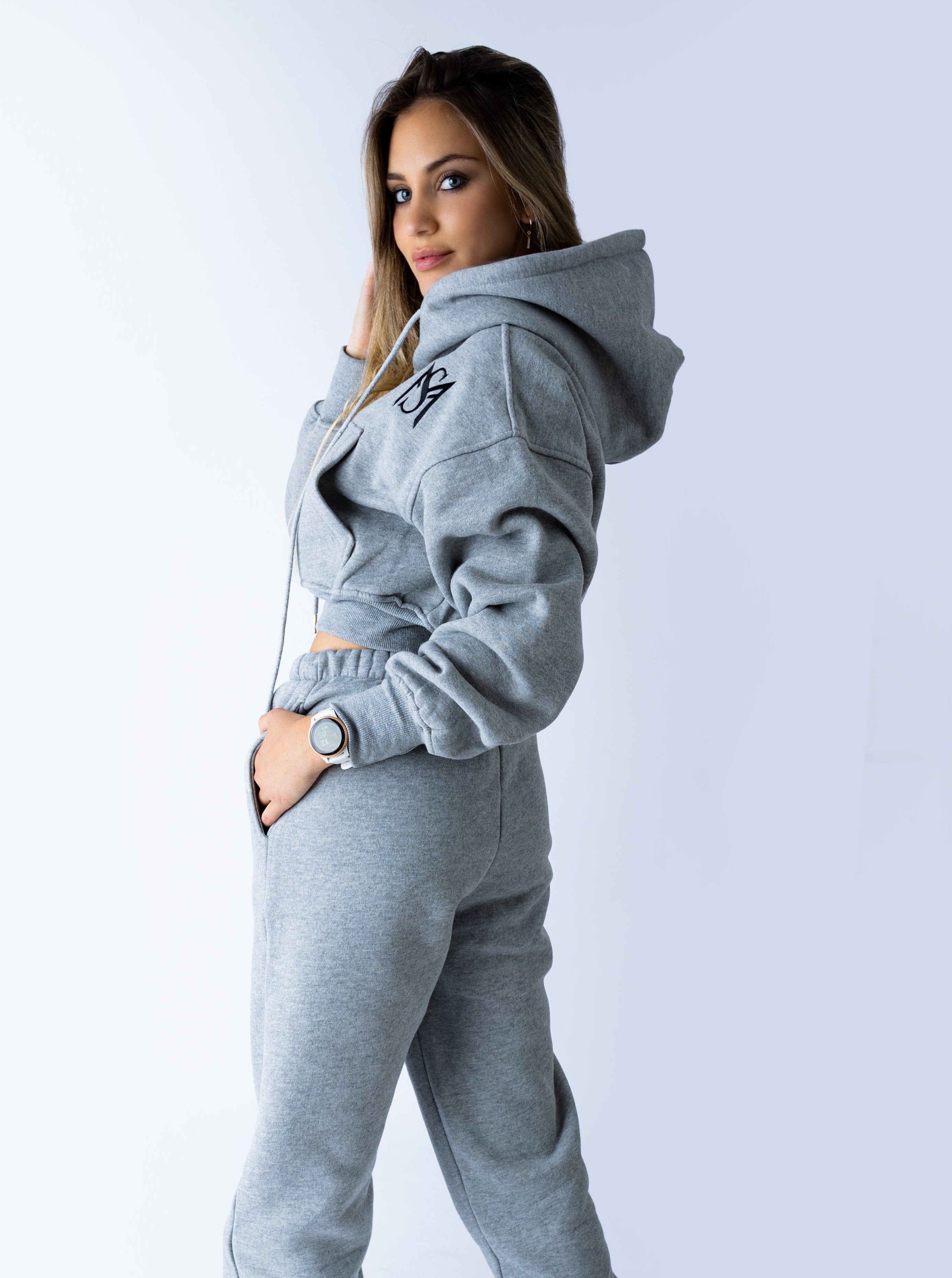 Comfort Grey Crop Top Hoodie Sportmonkey