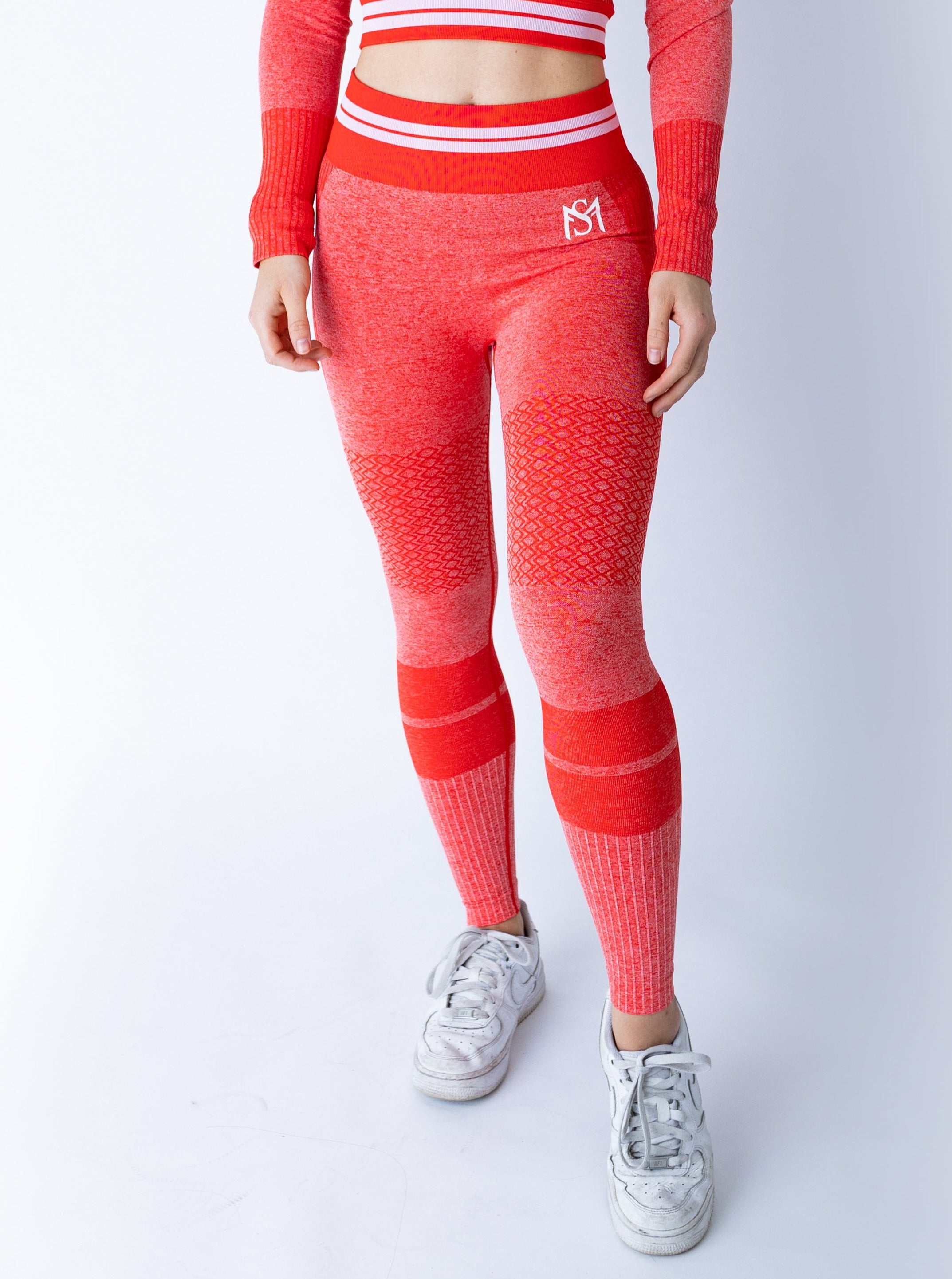 Bright Lines Red Leggings sportmonkey