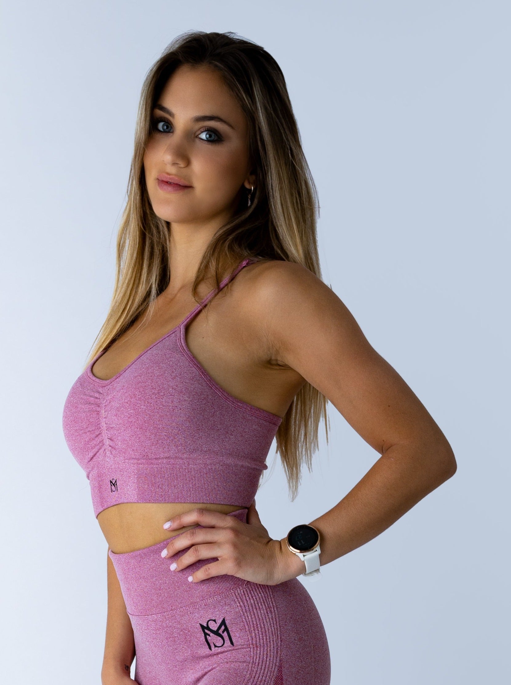 Push Up Collection Dark Pink Sport Bra Sportmonkey